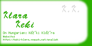 klara keki business card